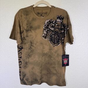 Konquest Shirt Mens Large King Skull Metallic Tee Tshirt Y2K Grunge Goth NEW